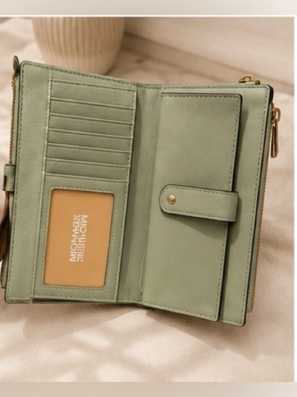 Michael Kors Jet Set Double Zip Phone Wallet Wristlet Light Sage NWOT
